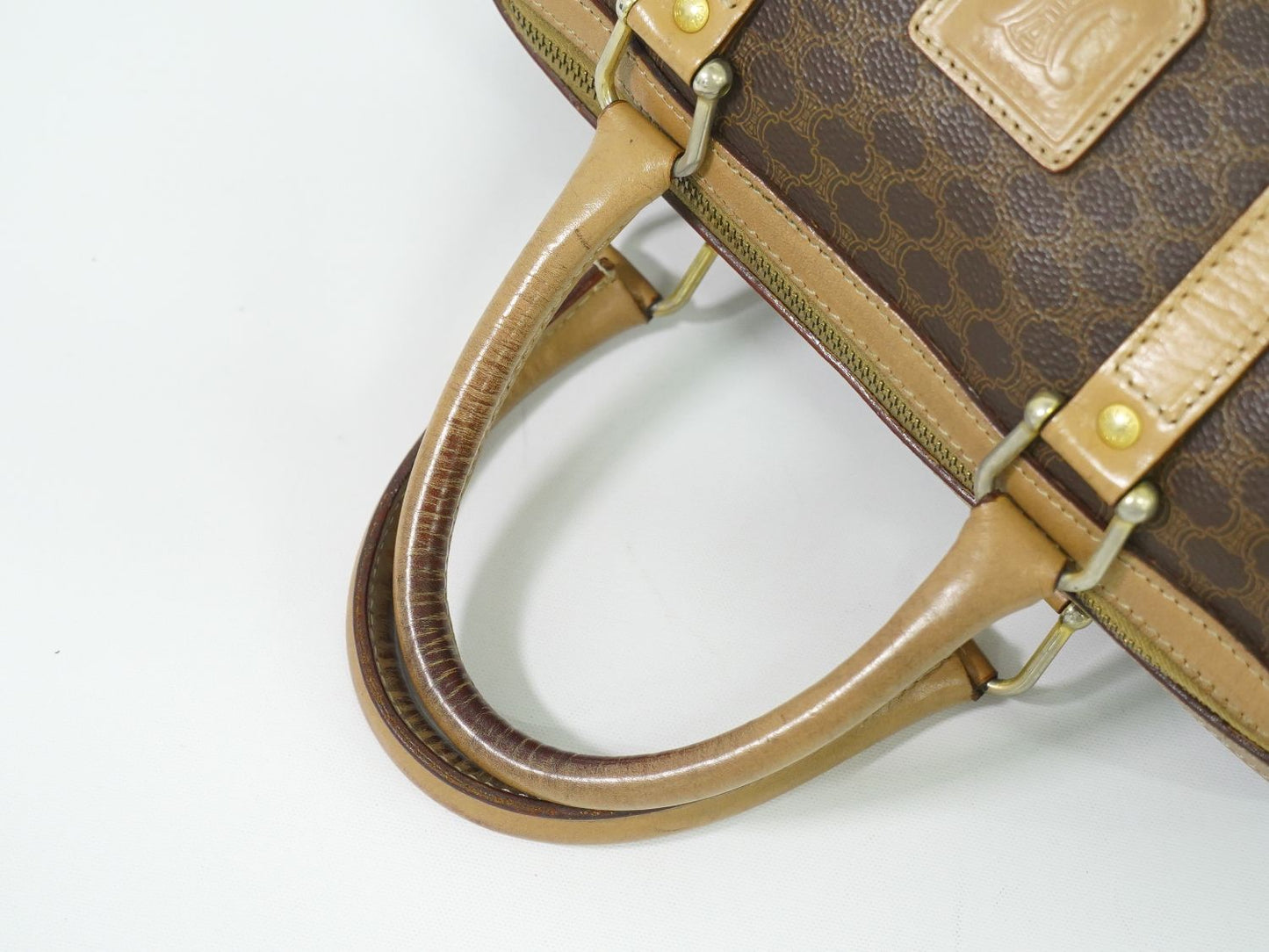 CELINE マカダム ミニ ボストンバッグ ブラウン
