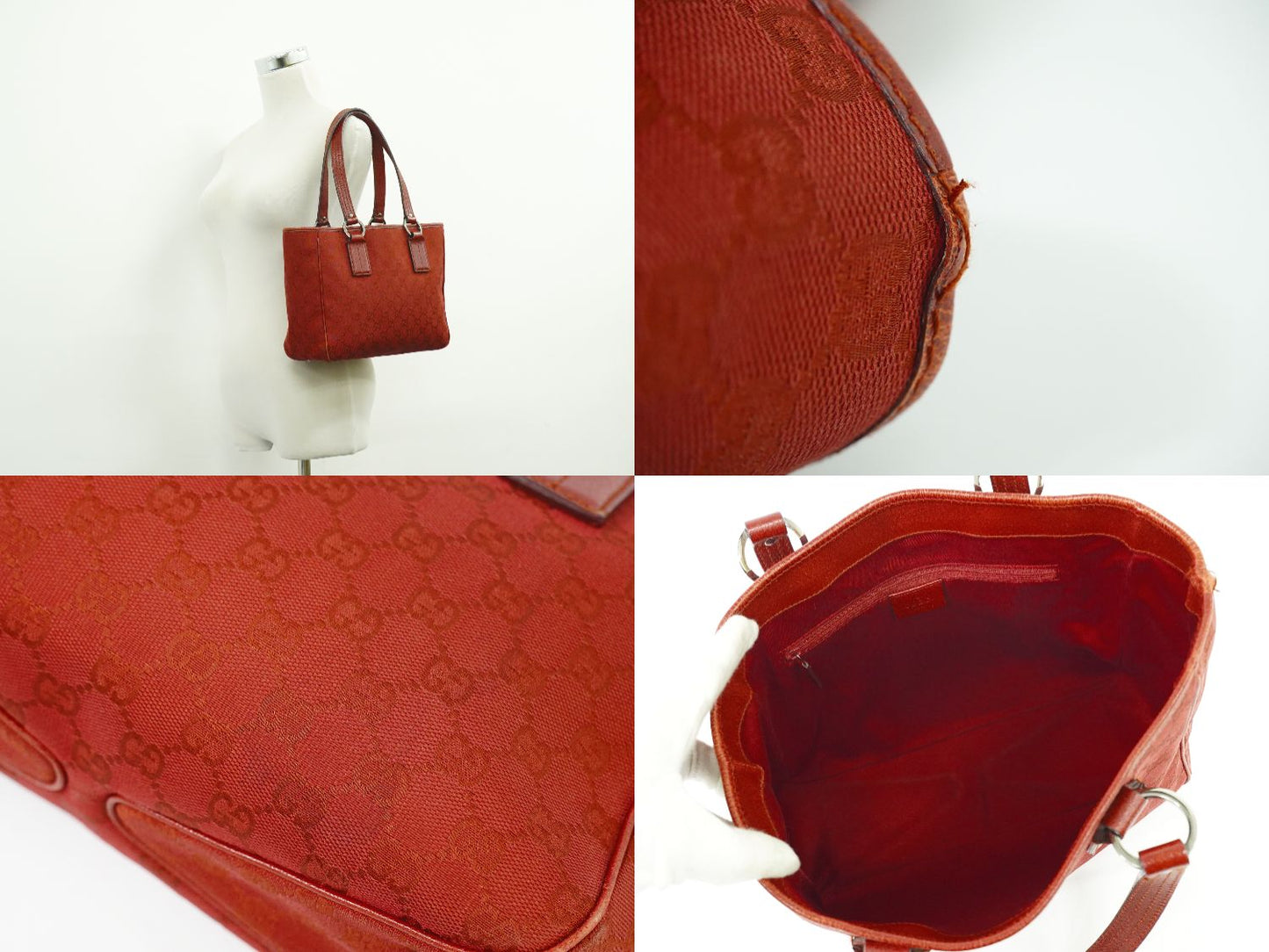 GUCCI GGキャンバス トートバッグ レッド 113019