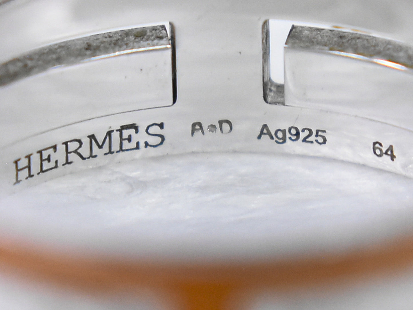 HERMES ムーブアッシュ Hロゴ Ag925 リング 54 23.5号 シルバー オレンジ