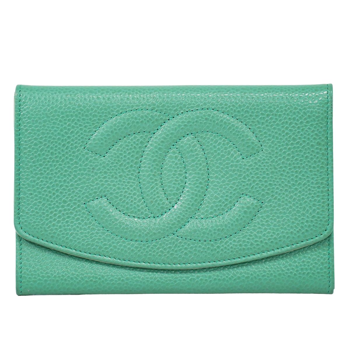 CHANEL ココマーク 折財布 ライトグリーン