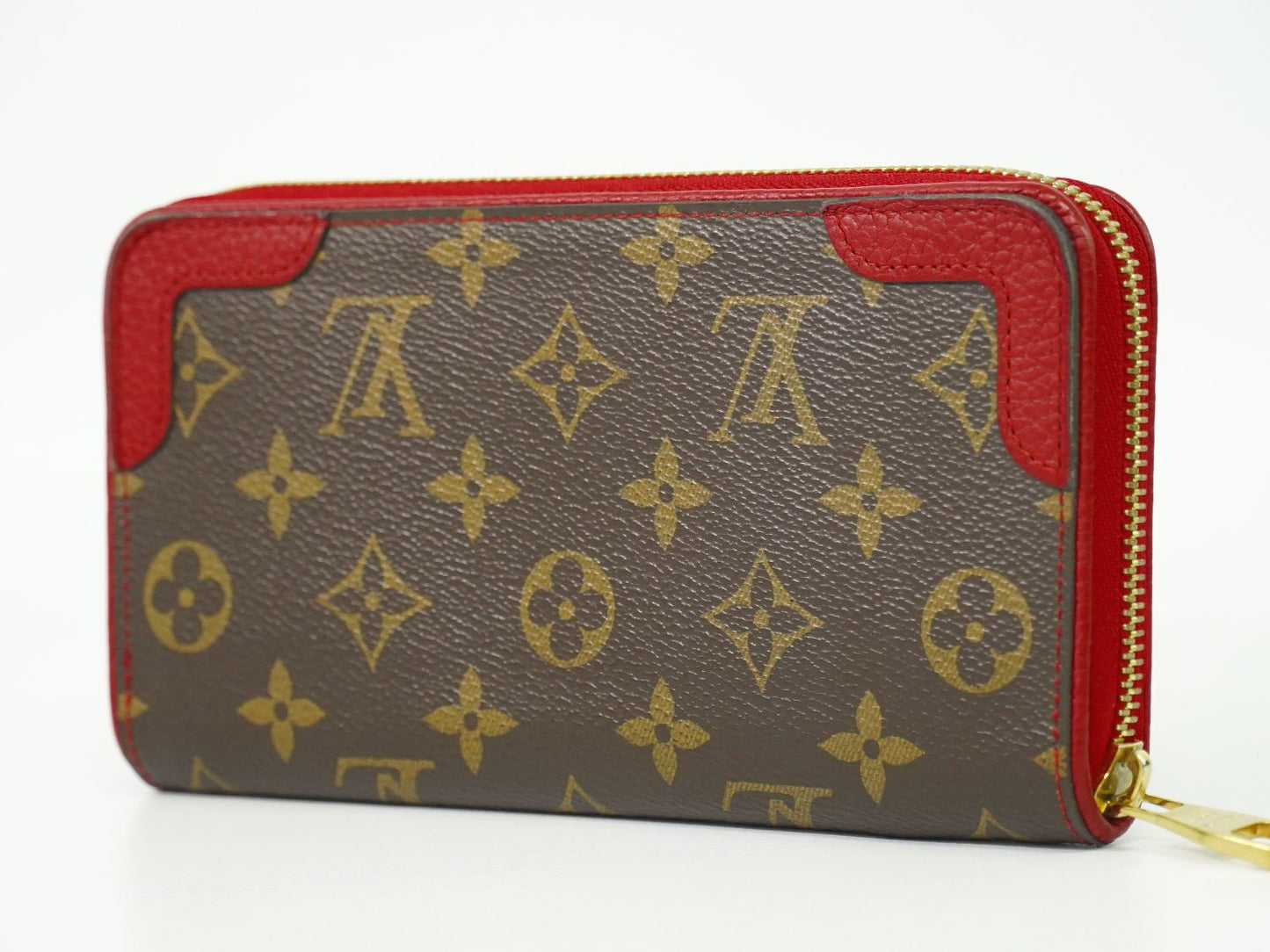 LOUIS VUITTON ジッピーウォレット レティーロ モノグラム 長財布 ブラウン レッド M61854
