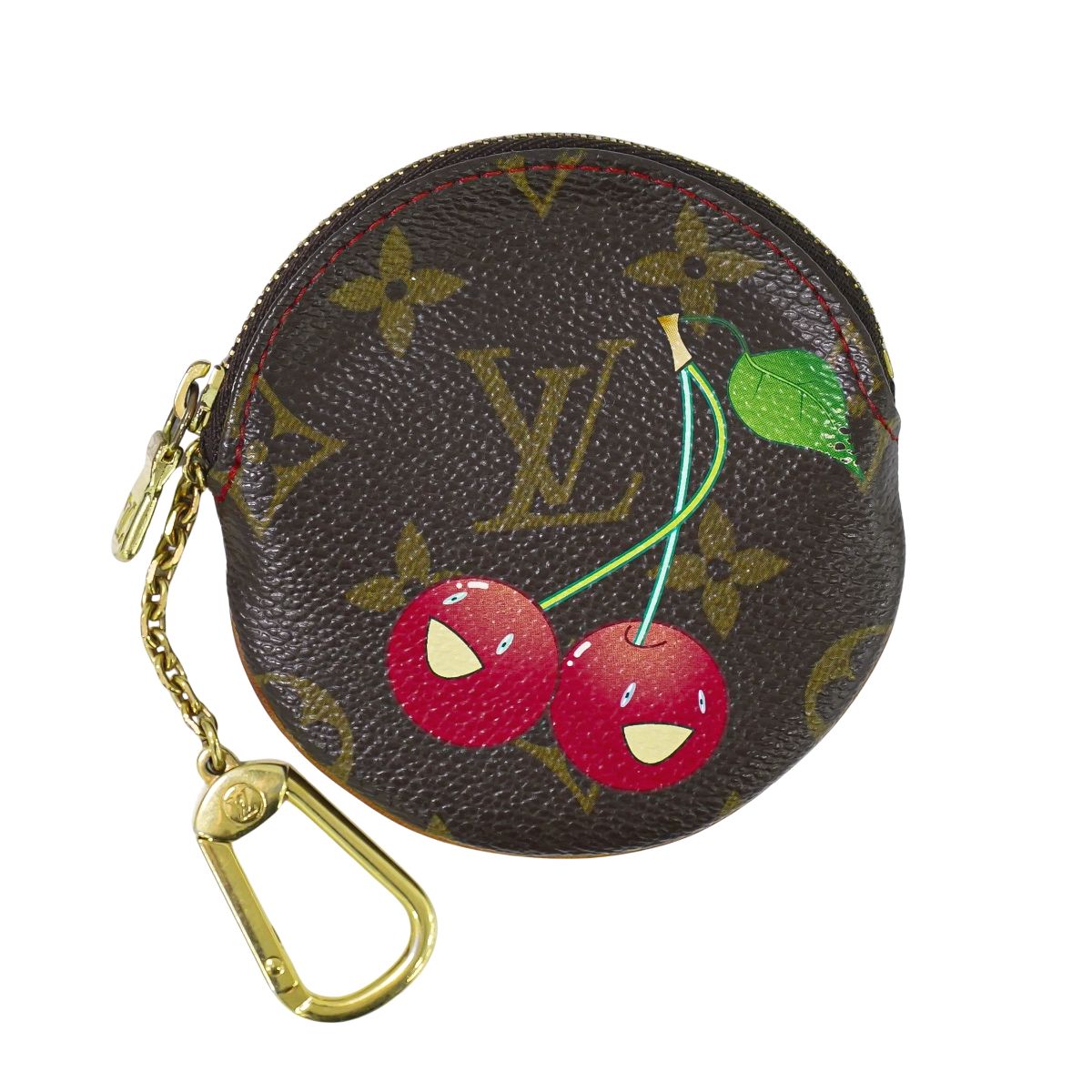 LOUIS VUITTON ポルトモネロン モノグラム チェリー 村上隆 コインケース ブラウン レッド M95043