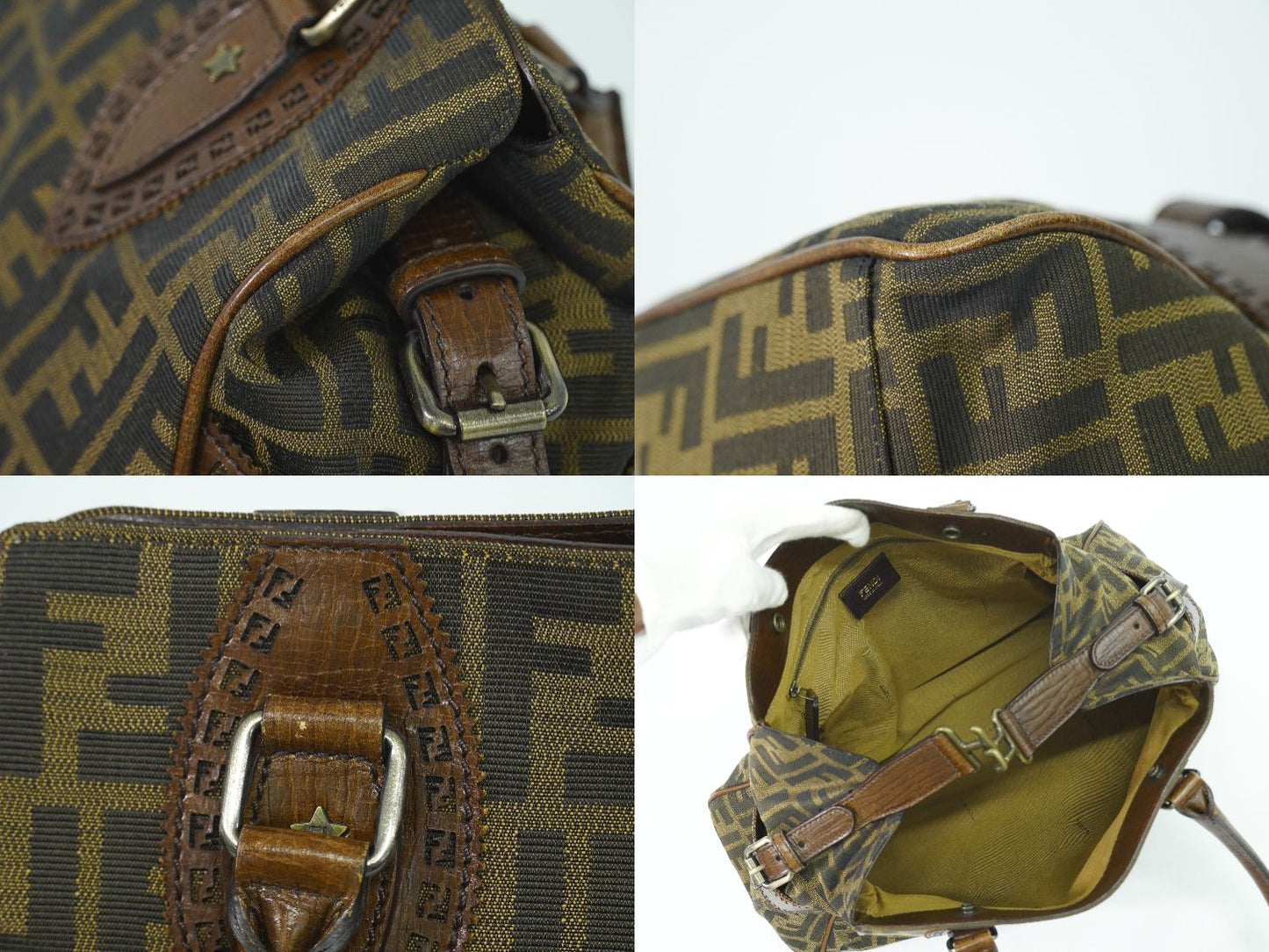 FENDI エトニコ ズッカ トートバッグ ブラウン 8BN162