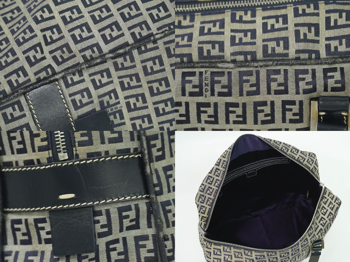 FENDI ズッキーノ ボストンバッグ ネイビー 16427