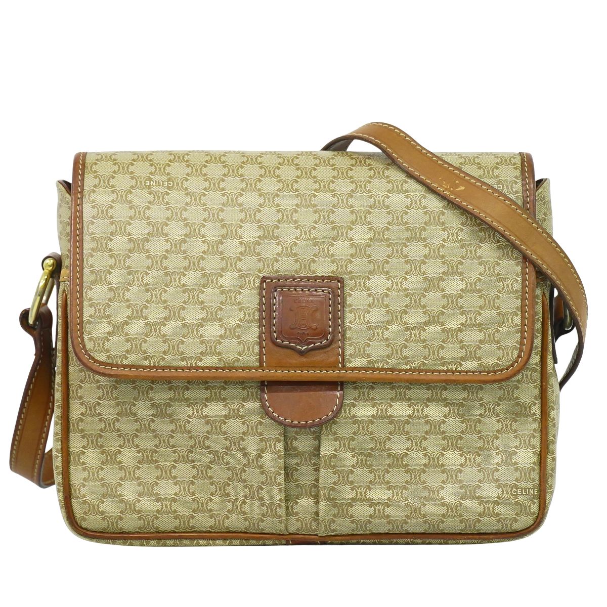 CELINE マカダム ショルダーバッグ ベージュ