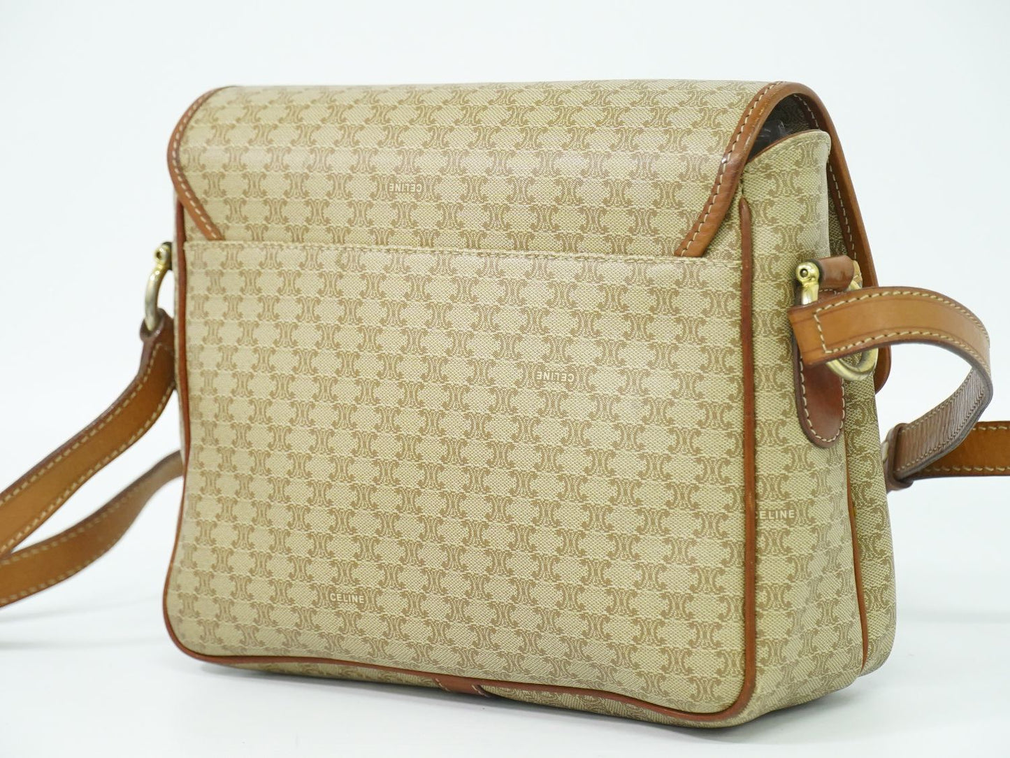 CELINE マカダム ショルダーバッグ ベージュ