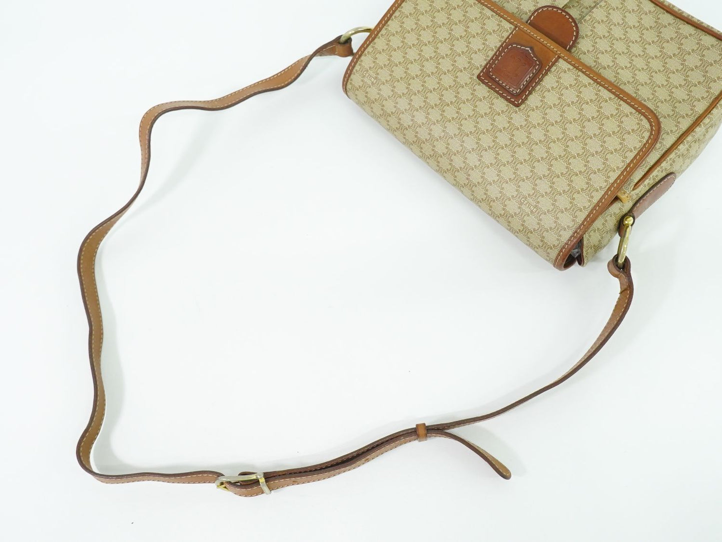 CELINE マカダム ショルダーバッグ ベージュ