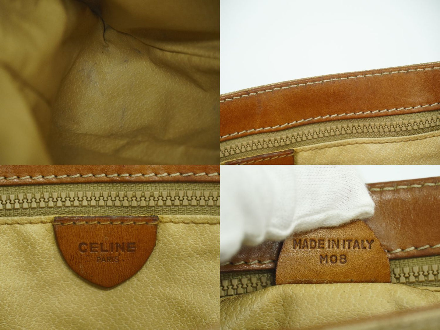 CELINE マカダム ショルダーバッグ ベージュ