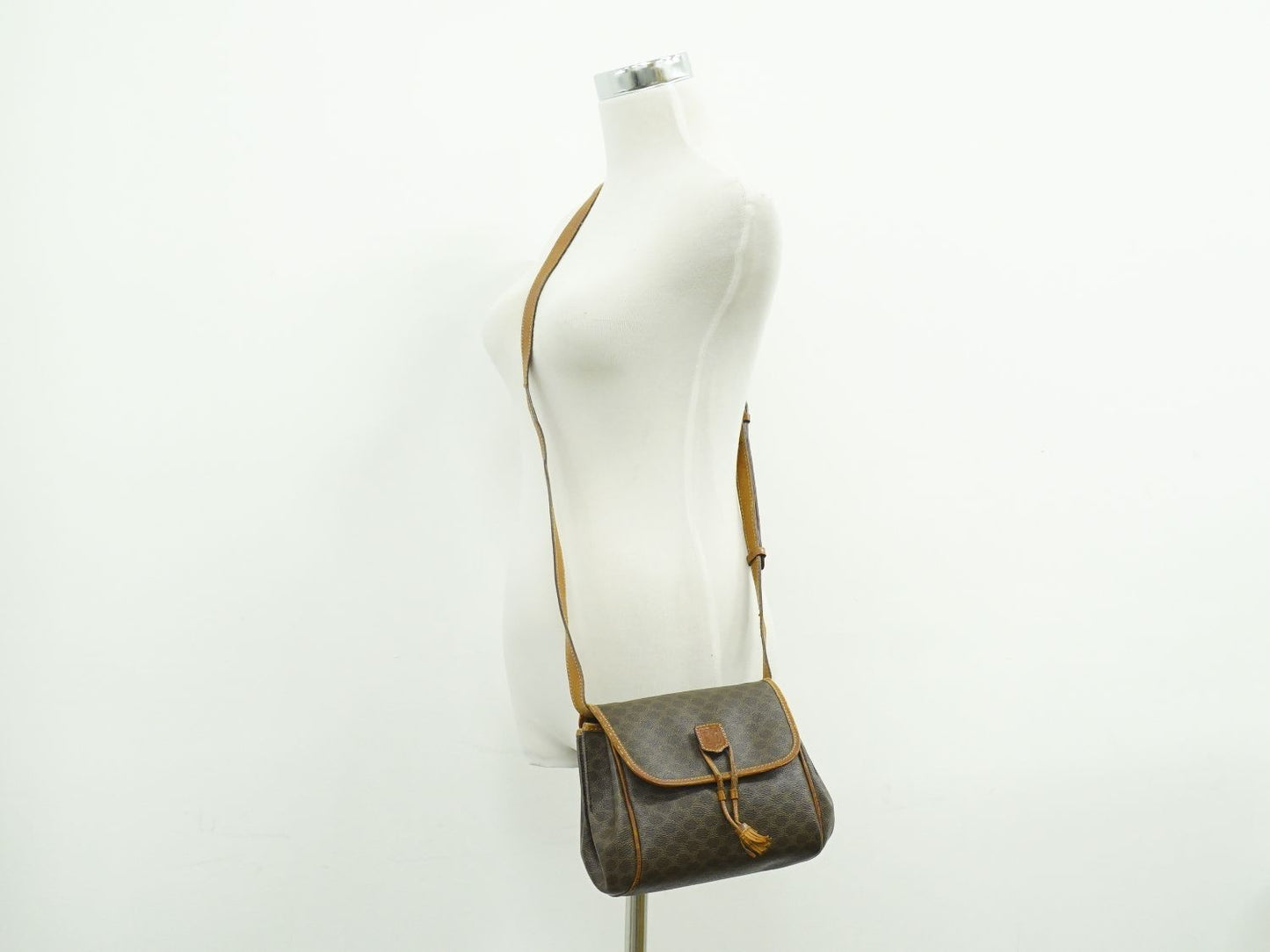 CELINE マカダム ショルダーバッグ ブラウン