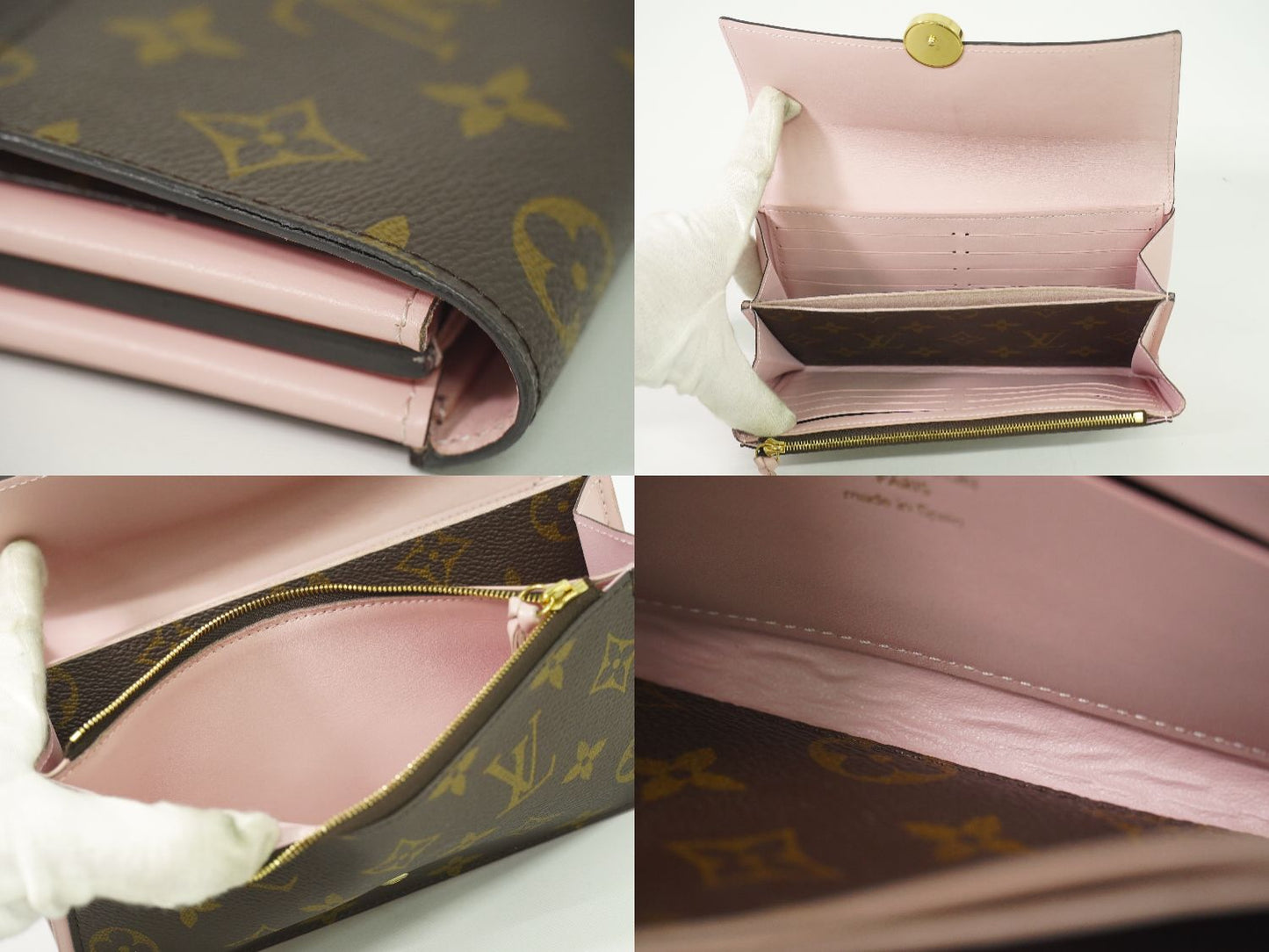 LOUIS VUITTON ポルトフォイユ フロール モノグラム 長財布 ブラウン ピンク M64586