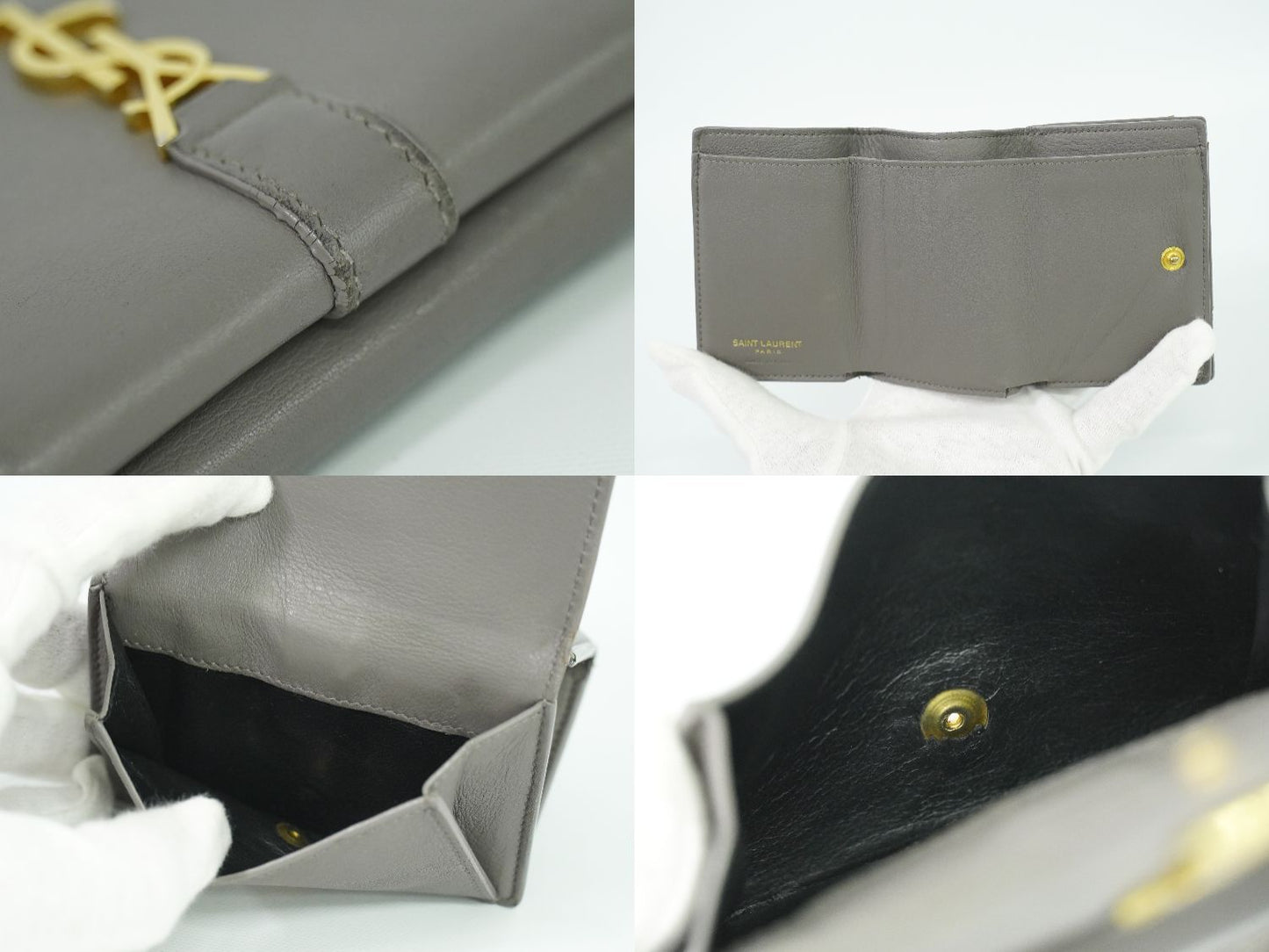 SAINT LAURENT オリガミ タイニー 折財布 グレー 459880
