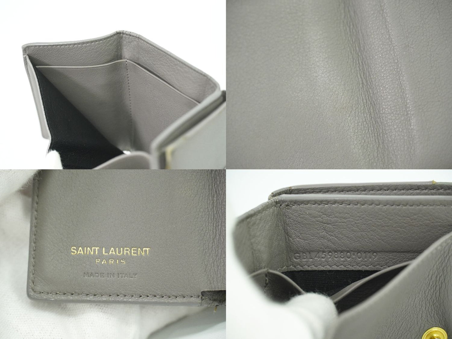 SAINT LAURENT オリガミ タイニー 折財布 グレー 459880