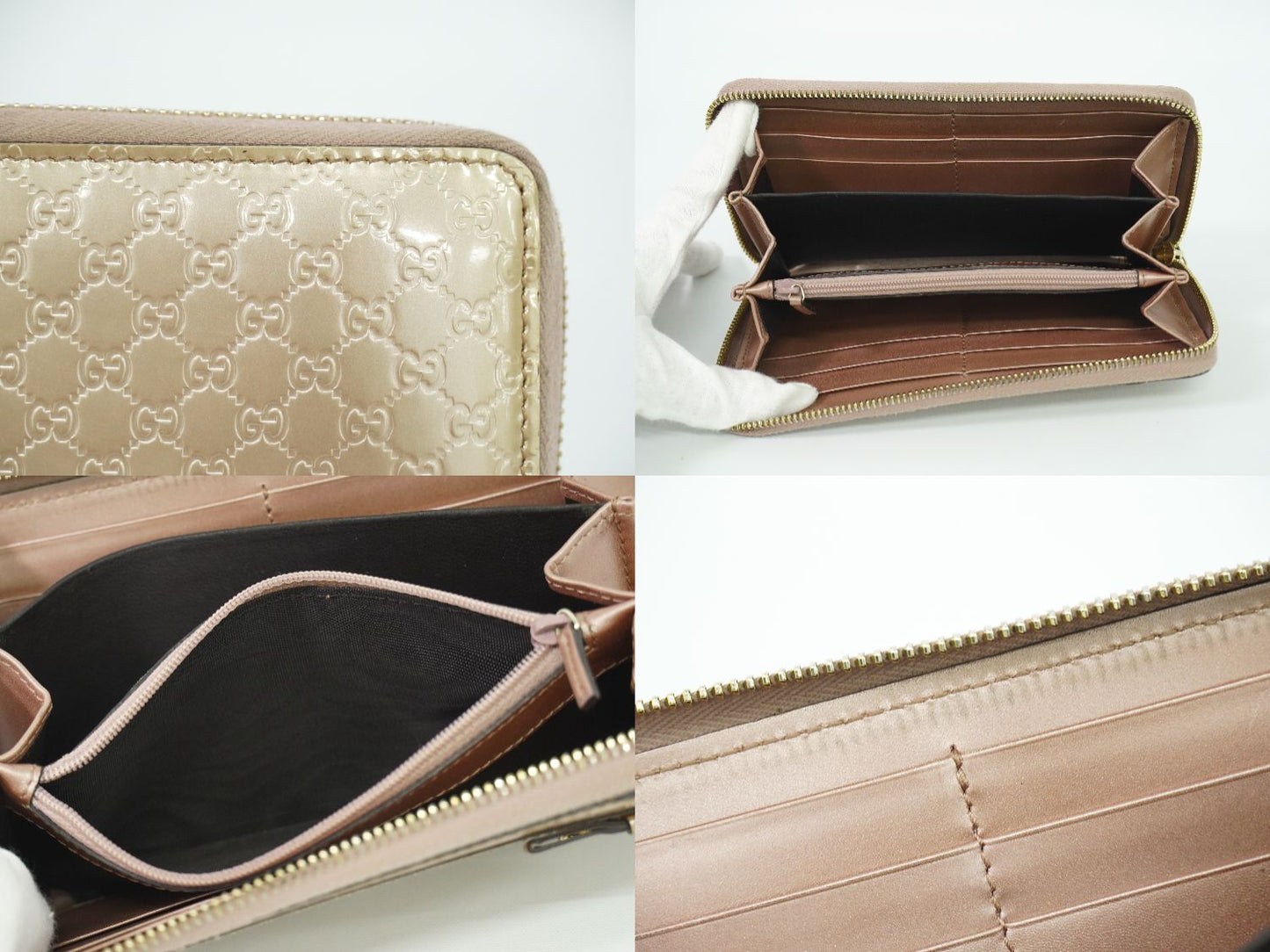 GUCCI マイクログッチシマ 長財布 メタリックピンク 258406