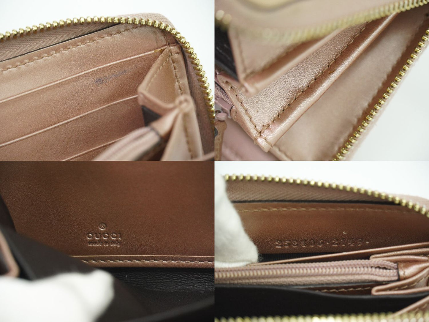 GUCCI マイクログッチシマ 長財布 メタリックピンク 258406