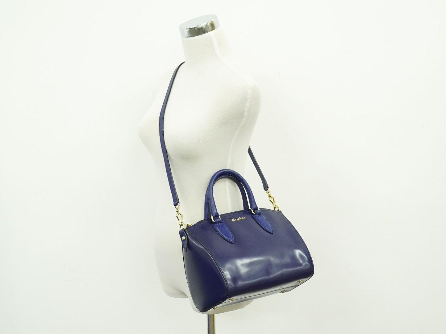 Max Mara 2WAY ショルダーバッグ ネイビー