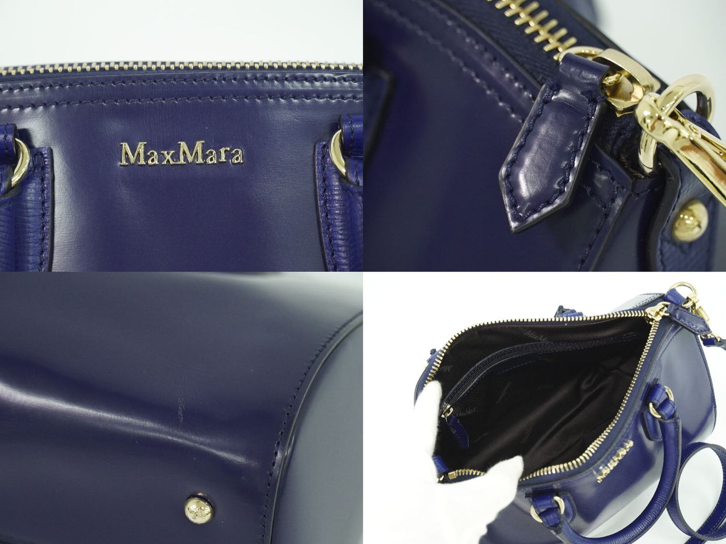 Max Mara 2WAY ショルダーバッグ ネイビー