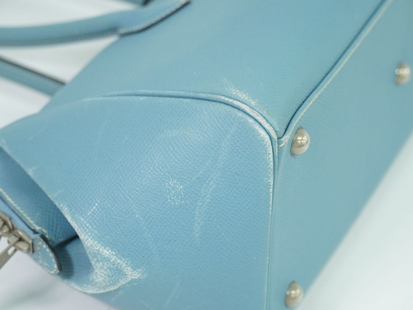 HERMES パリボンベイ 35 ハンドバッグ □K刻 ライトブルー