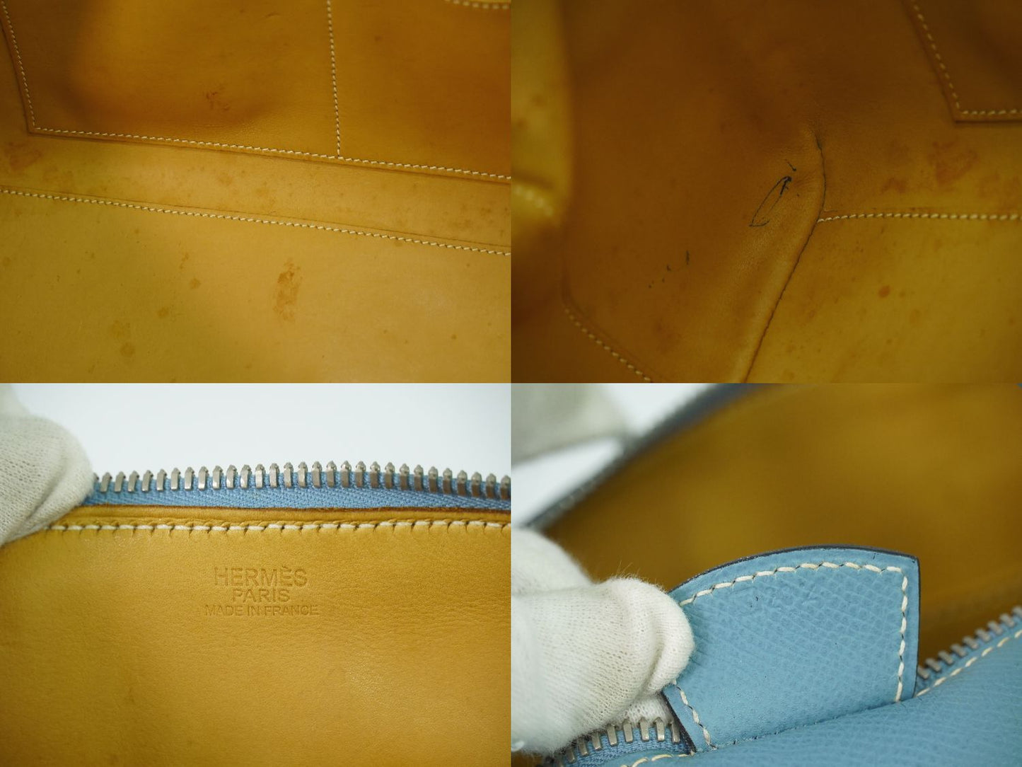 HERMES パリボンベイ 35 ハンドバッグ □K刻 ライトブルー