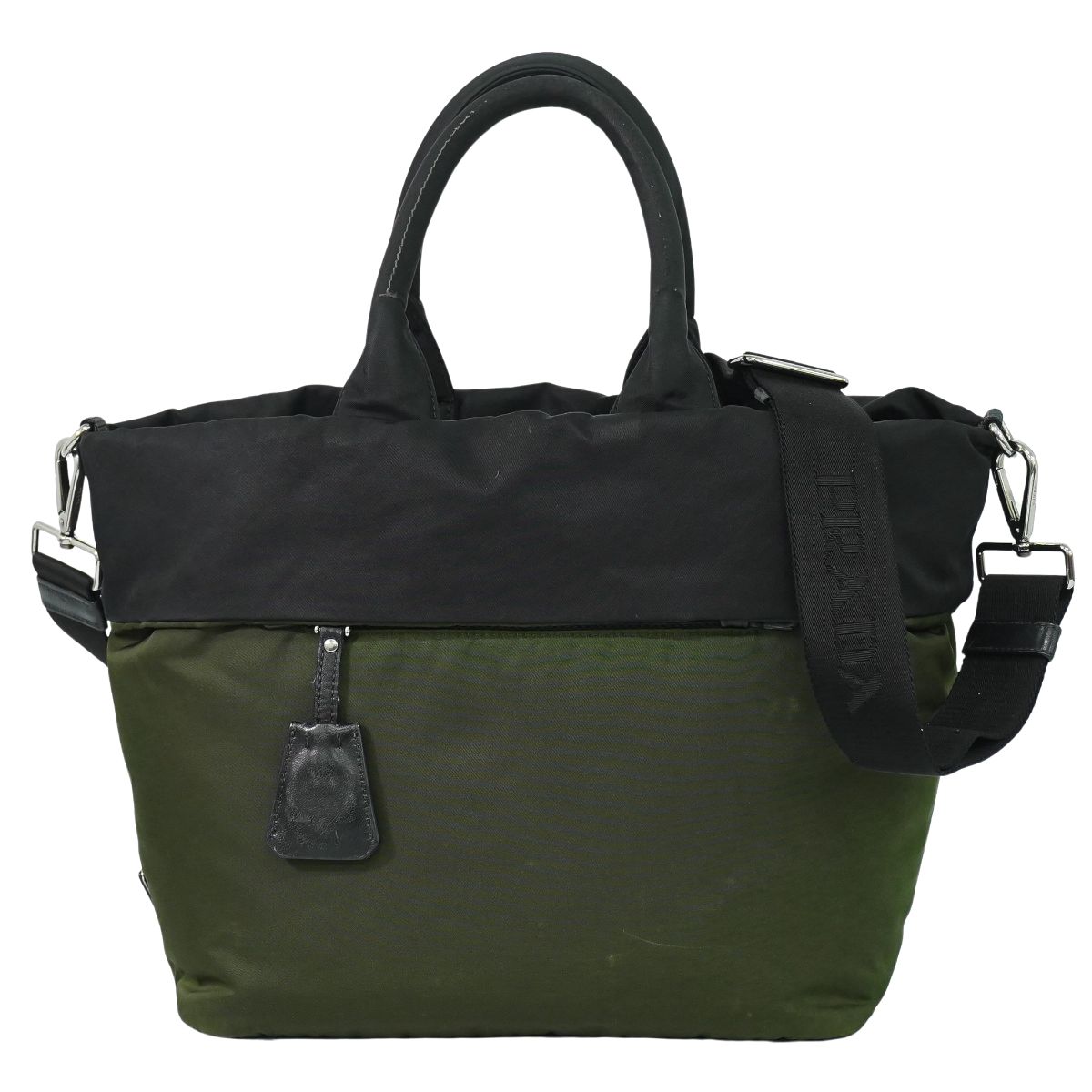 PRADA テスートダブル リバーシブル 2WAY ショルダーバッグ カーキ ブラック BN1959