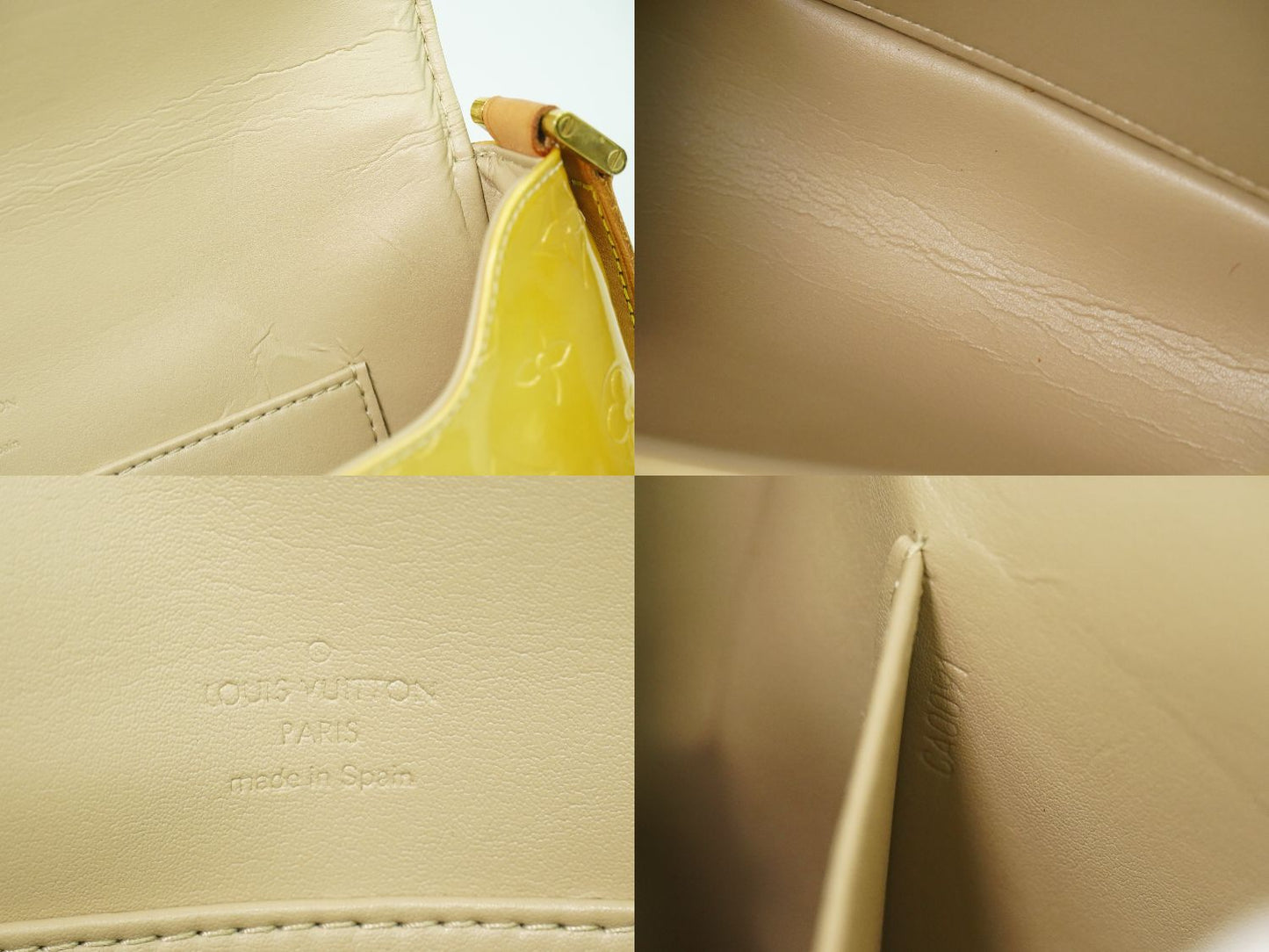 LOUIS VUITTON トンプソンストリート ヴェルニ レザー ショルダーバッグ ベージュ M91008