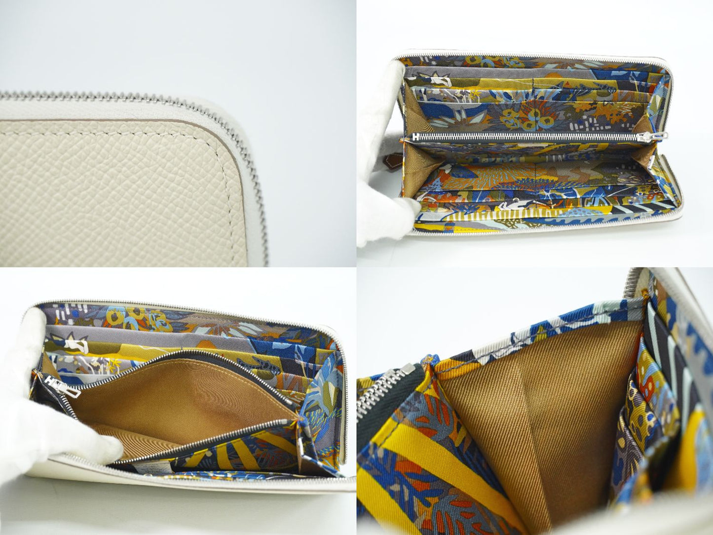 HERMES アザップ シルクイン 長財布 U刻 アイボリー