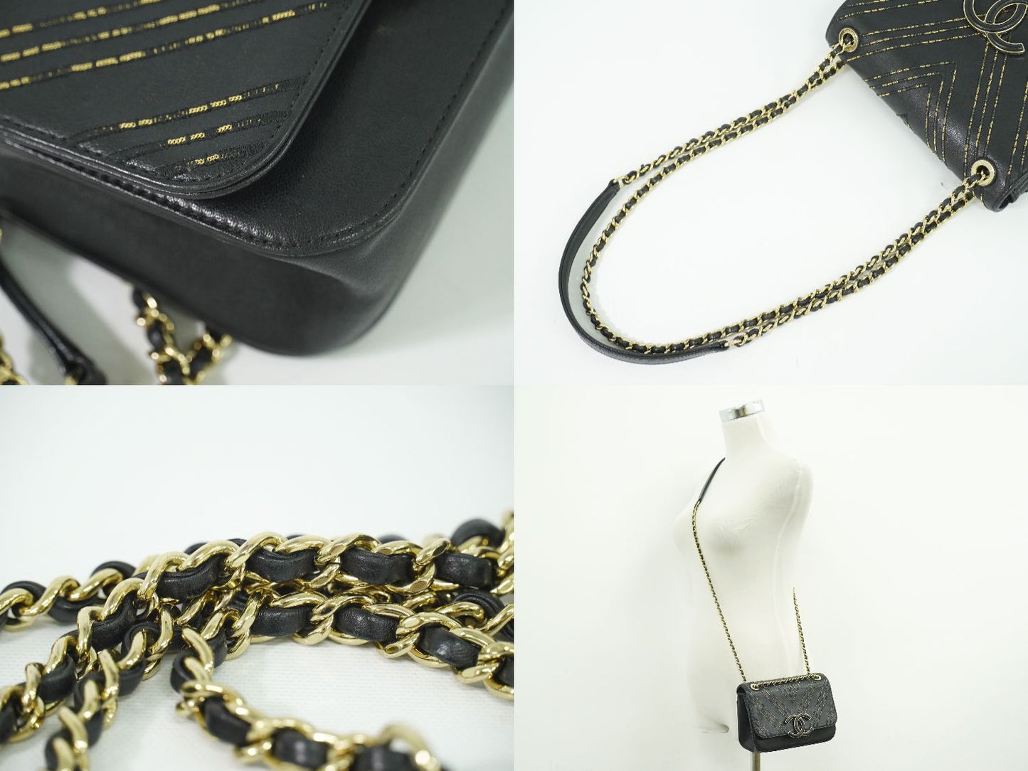 CHANEL ココマーク Vステッチ ショルダーバッグ ブラック
