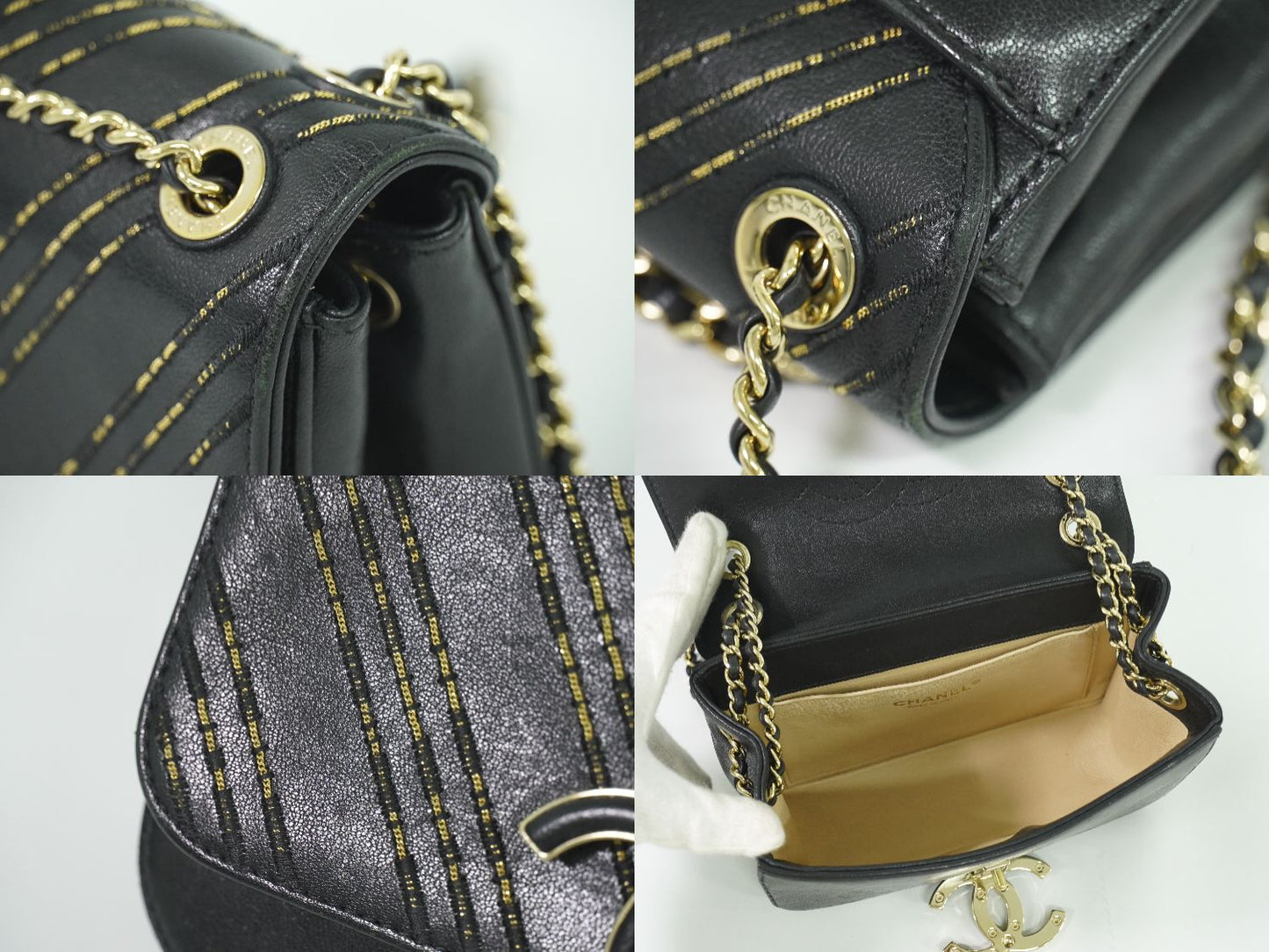 CHANEL ココマーク Vステッチ ショルダーバッグ ブラック