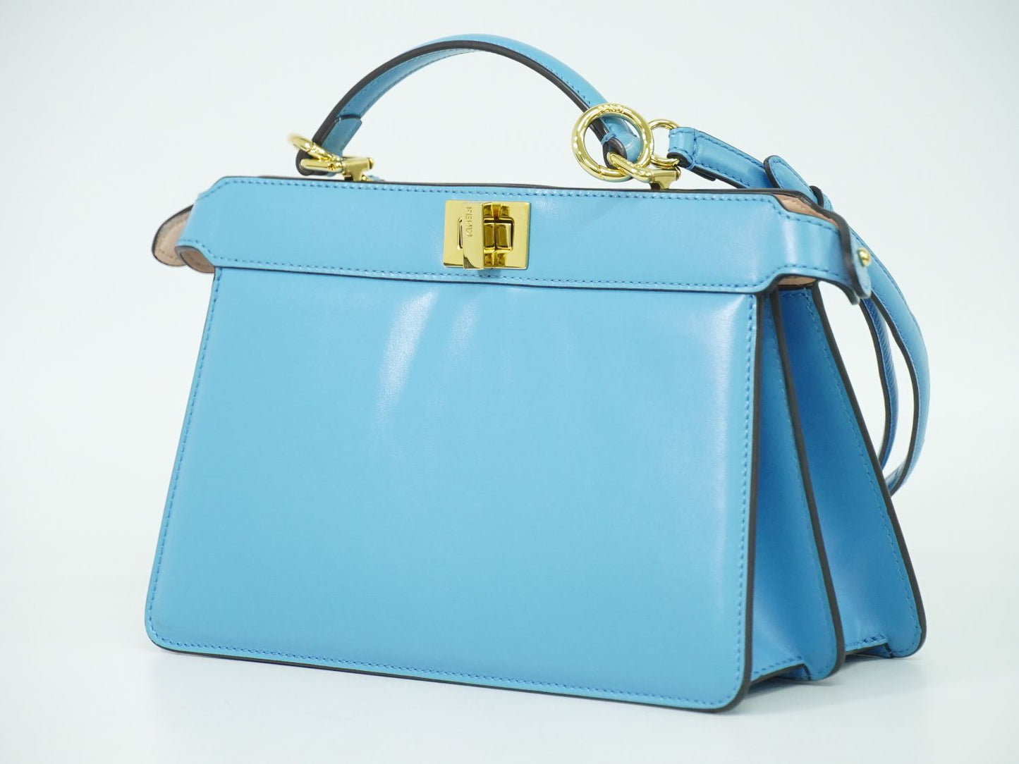 FENDI ピーカブー アイシーユー イーストウエスト 2WAY ショルダーバッグ ブルー 8BN323