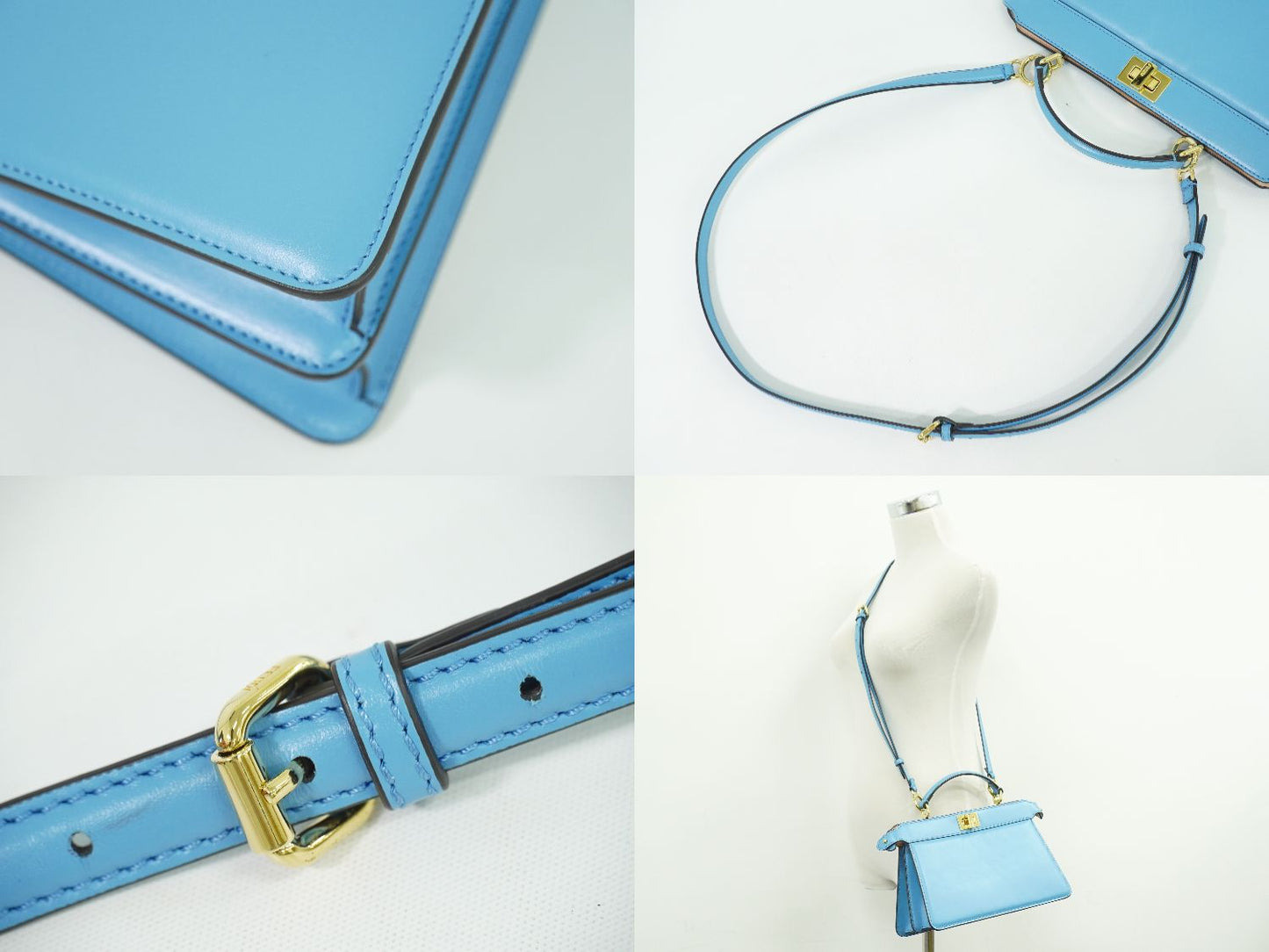FENDI ピーカブー アイシーユー イーストウエスト 2WAY ショルダーバッグ ブルー 8BN323