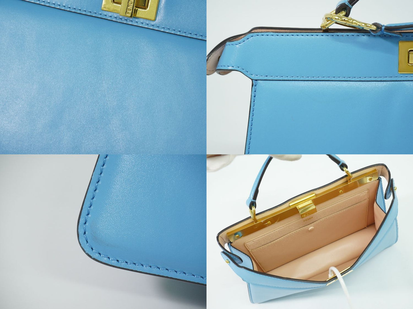 FENDI ピーカブー アイシーユー イーストウエスト 2WAY ショルダーバッグ ブルー 8BN323