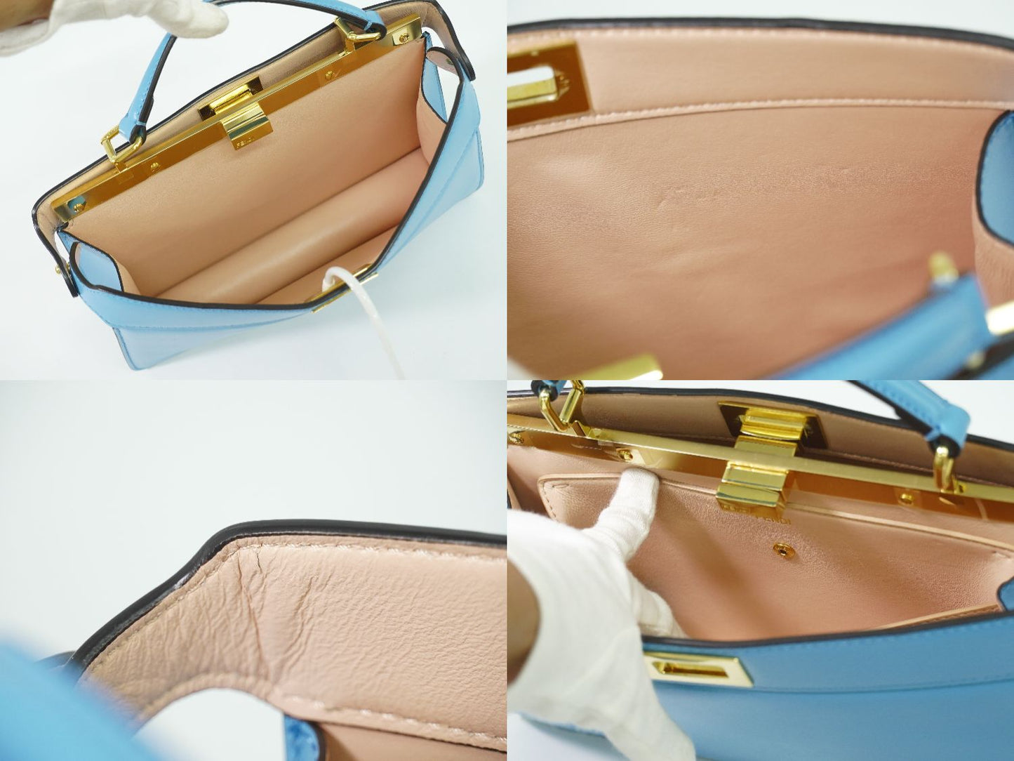 FENDI ピーカブー アイシーユー イーストウエスト 2WAY ショルダーバッグ ブルー 8BN323