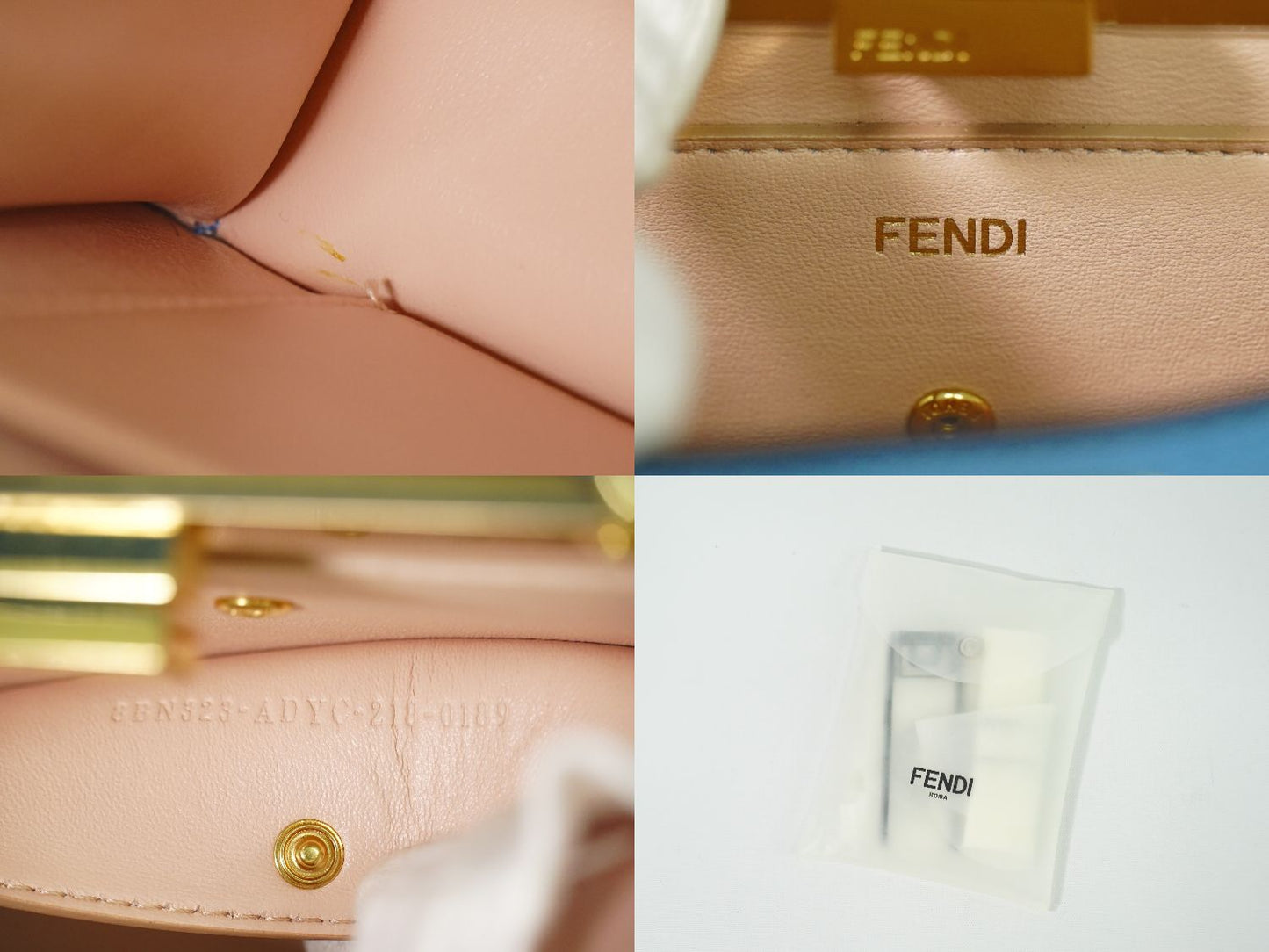 FENDI ピーカブー アイシーユー イーストウエスト 2WAY ショルダーバッグ ブルー 8BN323