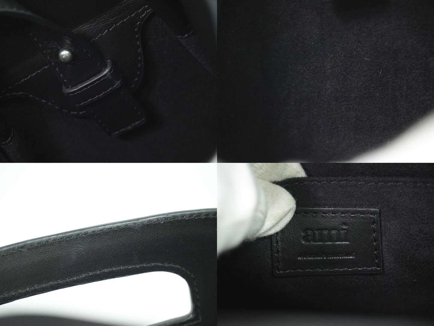 AMI PARIS アコーディオン 2WAY ショルダーバッグ ブラック