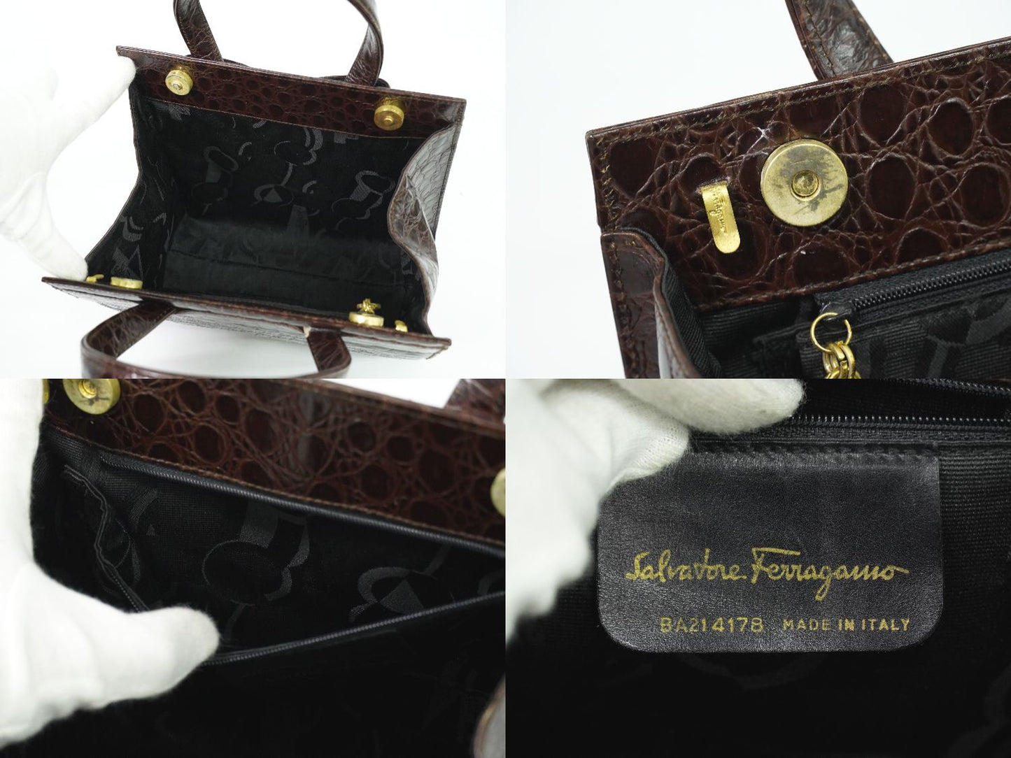 Salvatore Ferragamo ヴァラ リボン 2WAY ショルダーバッグ ブラウン