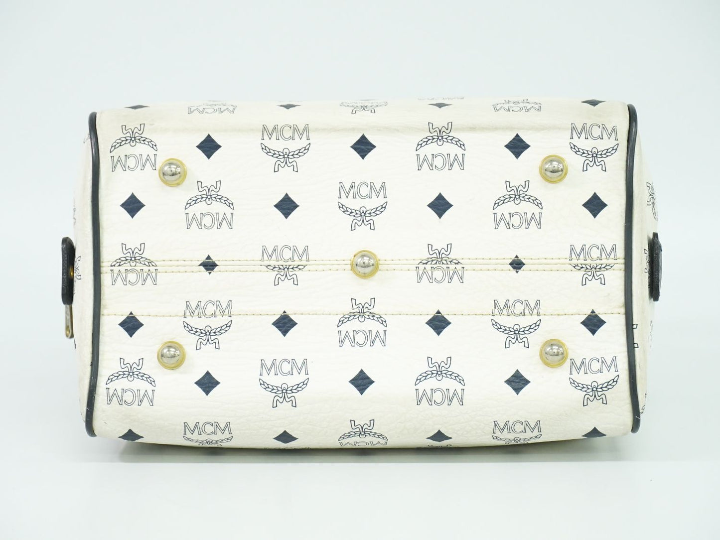 MCM ヴィセトス ミニ ボストンバッグ ホワイト ネイビー