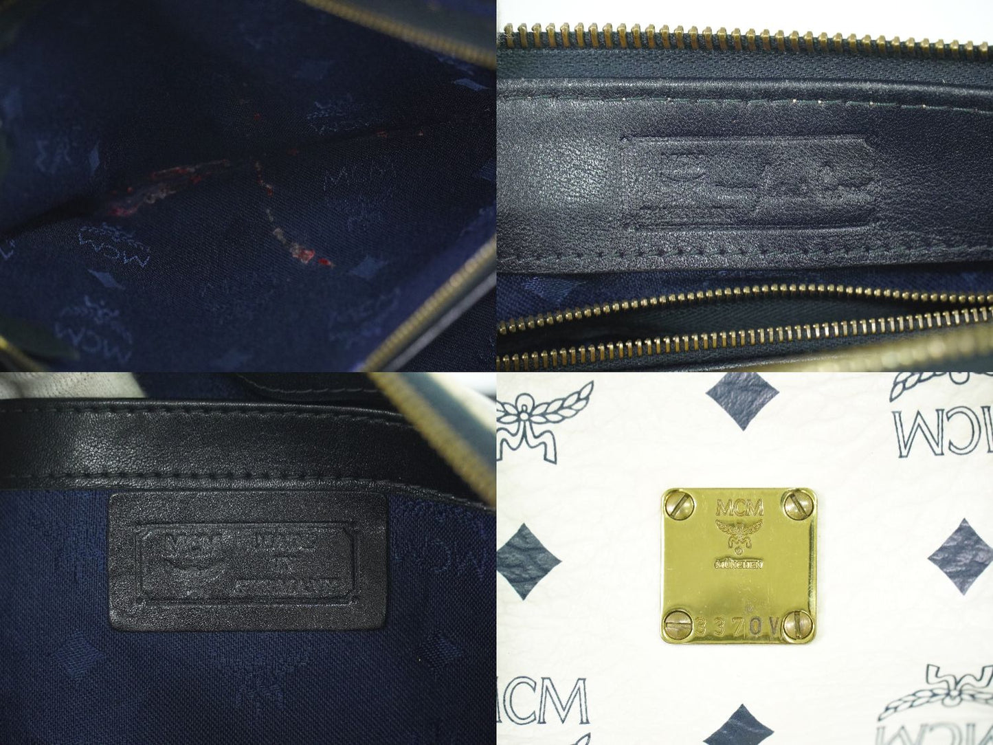 MCM ヴィセトス ミニ ボストンバッグ ホワイト ネイビー