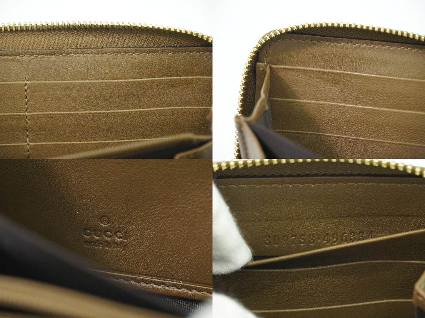 GUCCI マイクログッチシマ レザー 長財布 ブラウン 309758