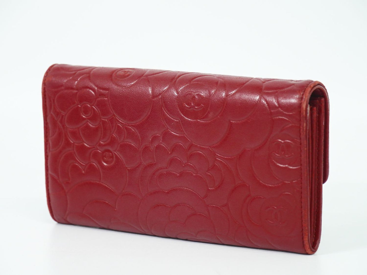 CHANEL ココマーク カメリア 長財布 レッド