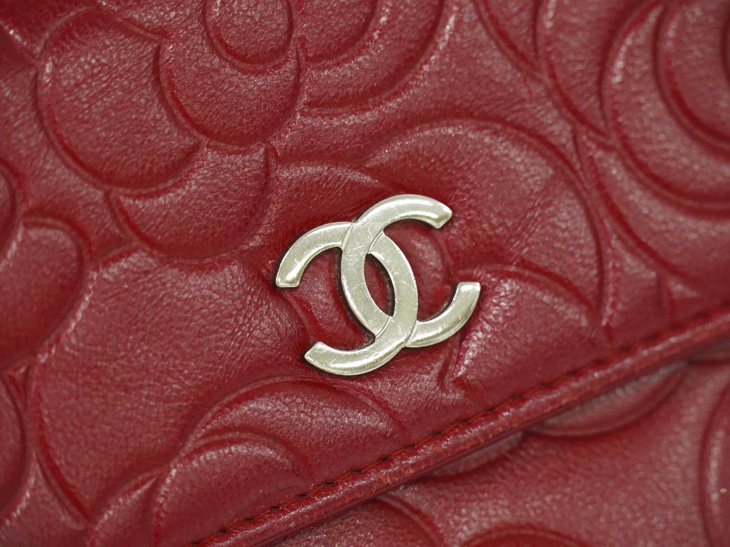 CHANEL ココマーク カメリア 長財布 レッド