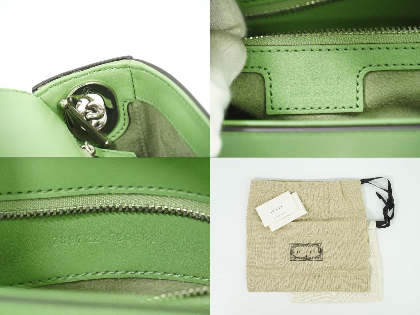 GUCCI プチGG 2WAY ミニ ショルダーバッグ ライトグリーン 739722