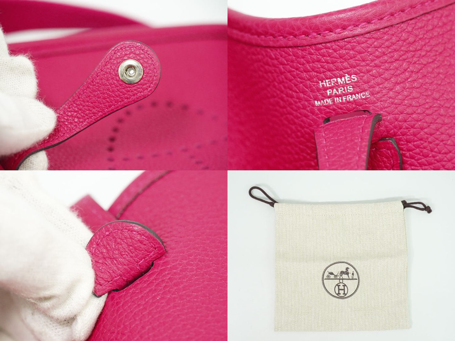 HERMES エヴリン TPM トリヨンクレマンス レザー ショルダーバッグ ローズエクストリーム
