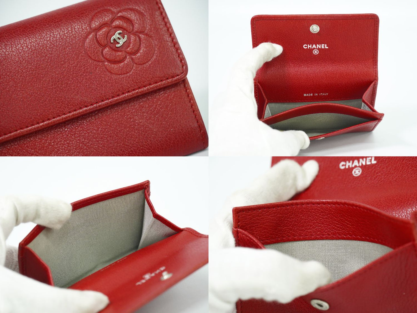 CHANEL ココマーク カメリア カードケース レッド