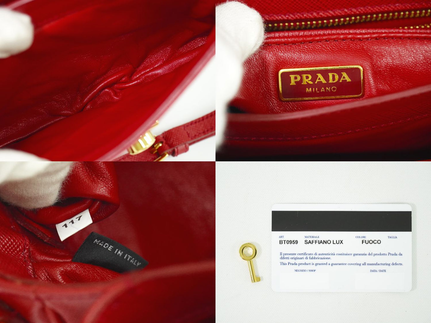 PRADA サフィアーノ 2WAY ショルダーバッグ レッド BT0959