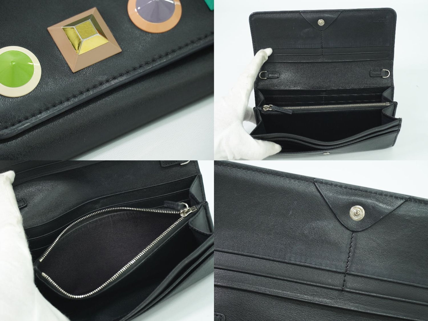 FENDI マルチ スタッズ 長財布 ブラック 8M0365