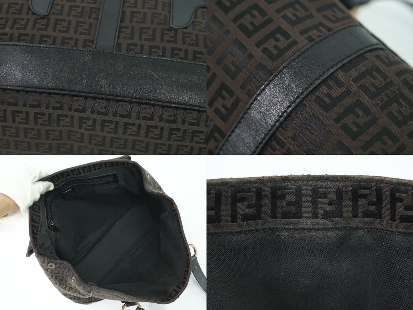 FENDI ズッキーノ ハンドバッグ ブラウン 8BN020