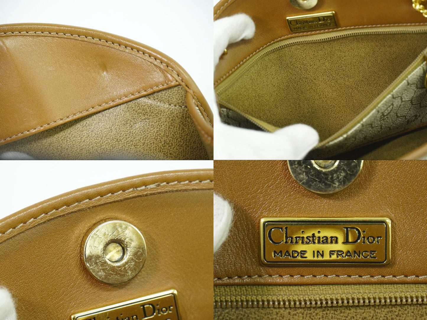 Christian Dior ハニカム柄 ショルダーバッグ ベージュ