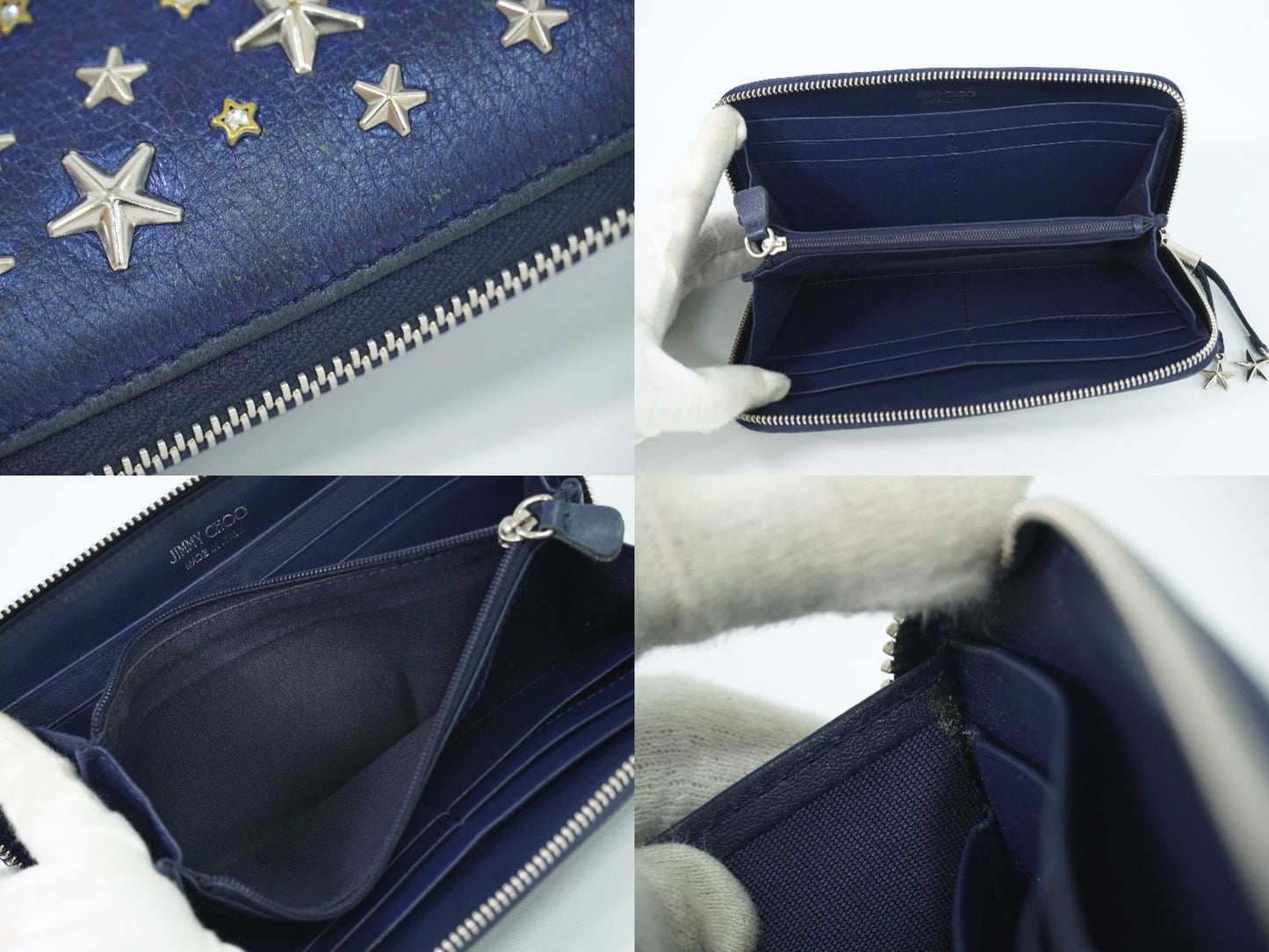 JIMMY CHOO スタースタッズ 長財布 ブルー