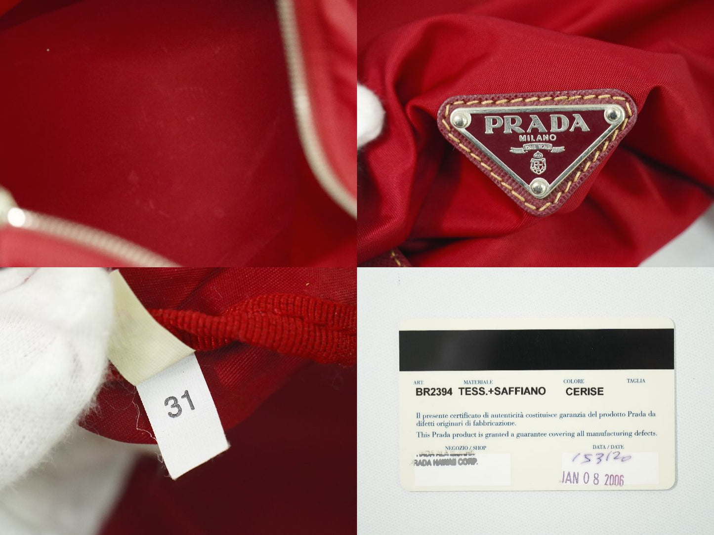 PRADA テスート ミニ ボストンバッグ レッド BR2394