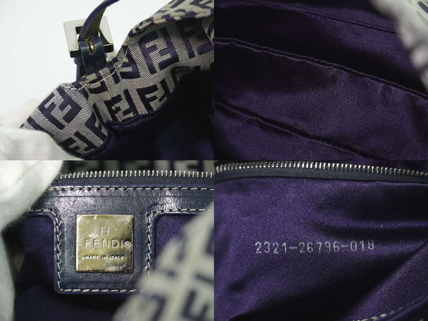 FENDI マンマバケット ズッキーノ ショルダーバッグ グレー ネイビー