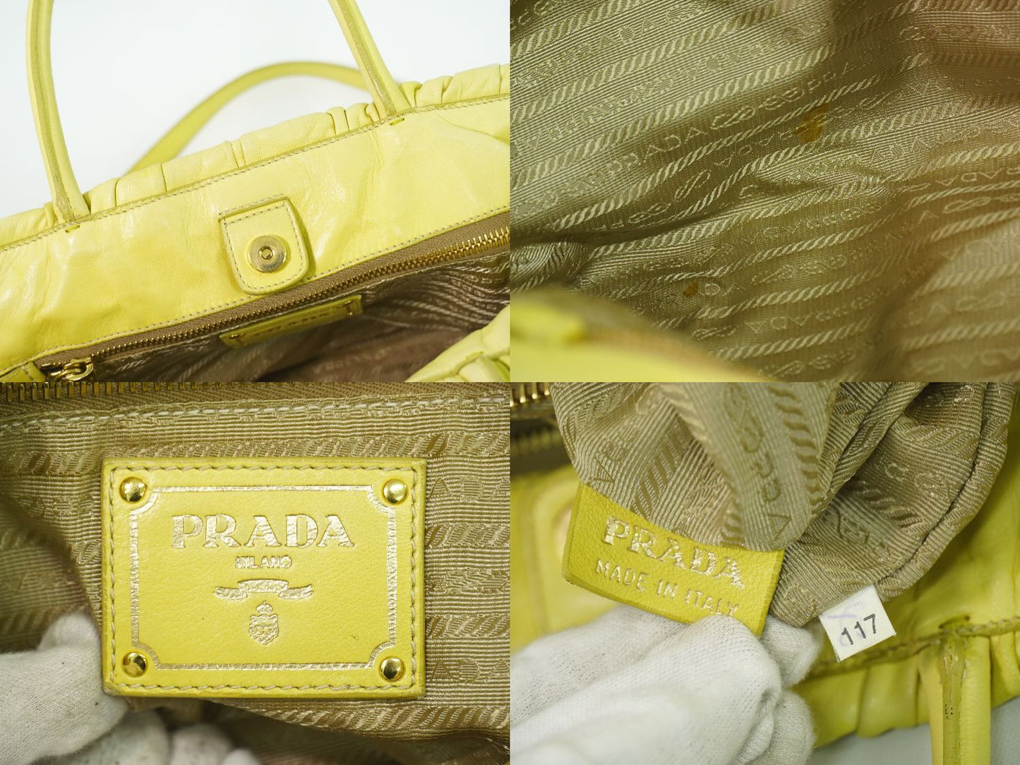 PRADA リボン 2WAY ショルダーバッグ イエロー